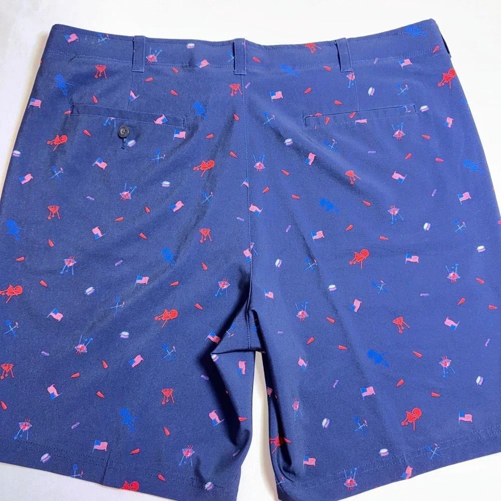 Pro Tour Mens 40 BBQ American Flag Patriotic Summer Performance Shorts Navy Blue